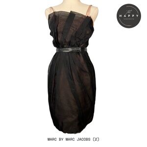 Marc by Marc Jacobs Black with Pink Underlay  Cocktail Dress With Belt (2)